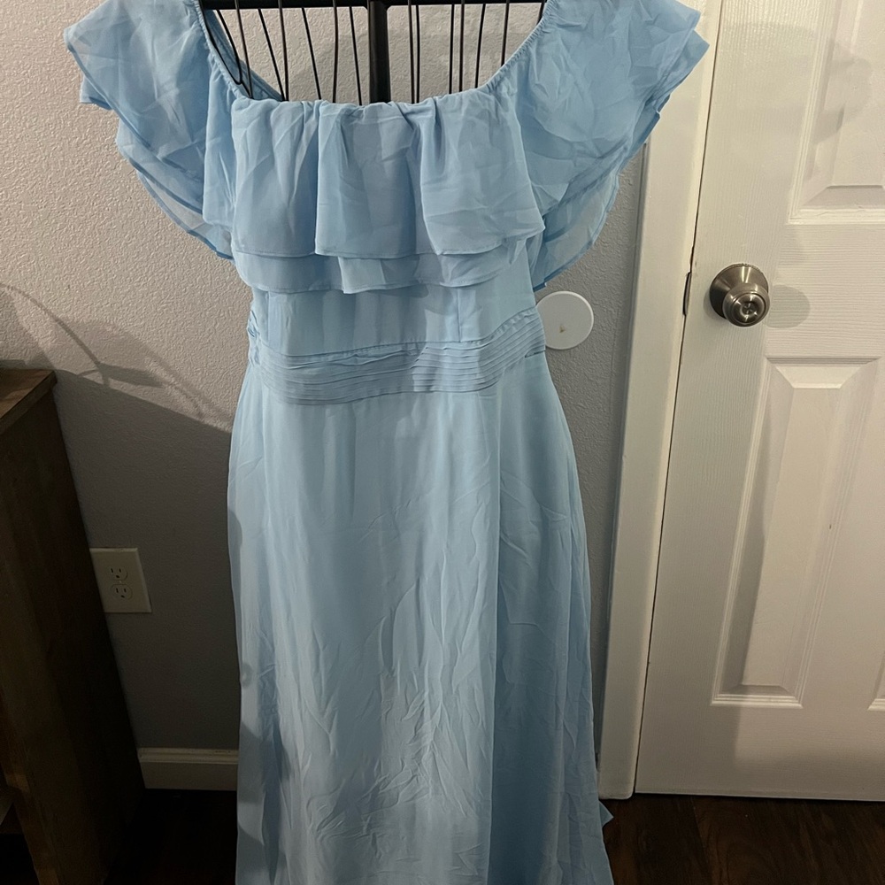 Elegant Blue Off-Shoulder Dress